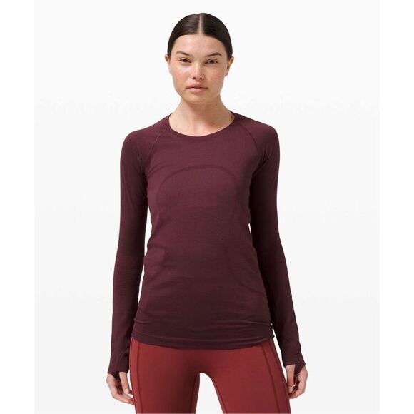 Lululemon Swiftly Tech Long Sleeve size 6 Cassis Red Marsala Athletic Top - Picture 1 of 10